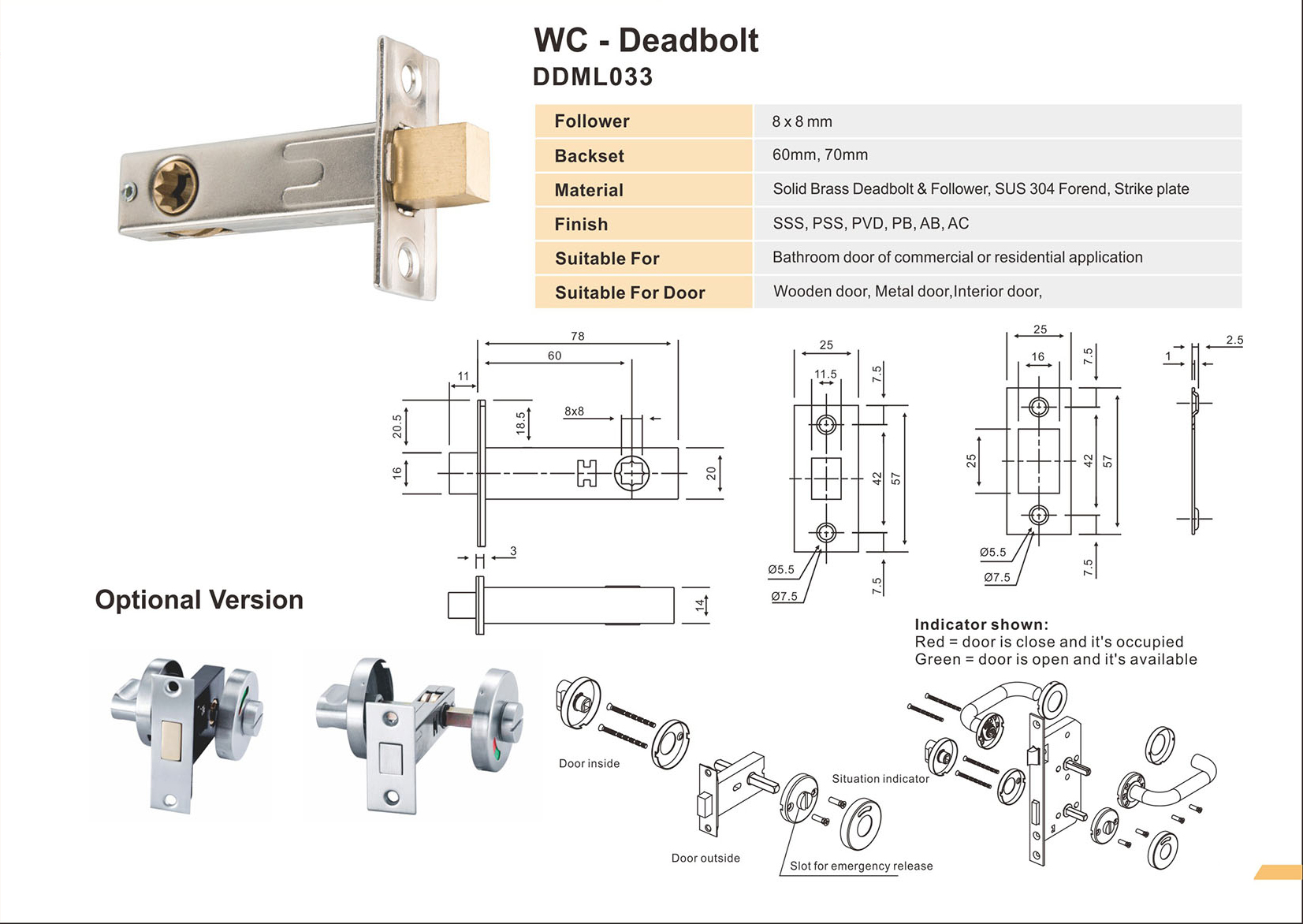 SS dead bolt mortise lock-DDML033 from China manufacturer - D&D HARDWARE