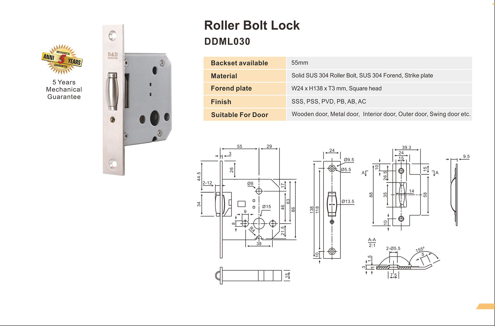 SS CE roller lock body-DDML030 from China manufacturer - D&D HARDWARE