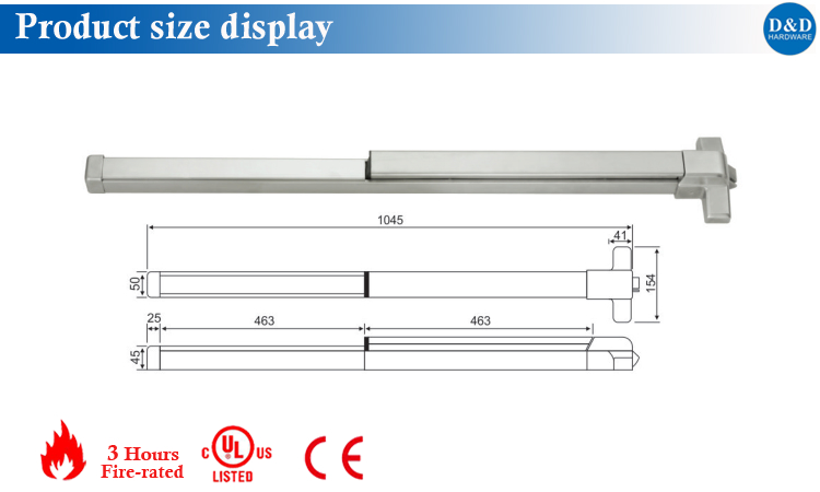Panic Bar size display-D&D Hardware Hinge size