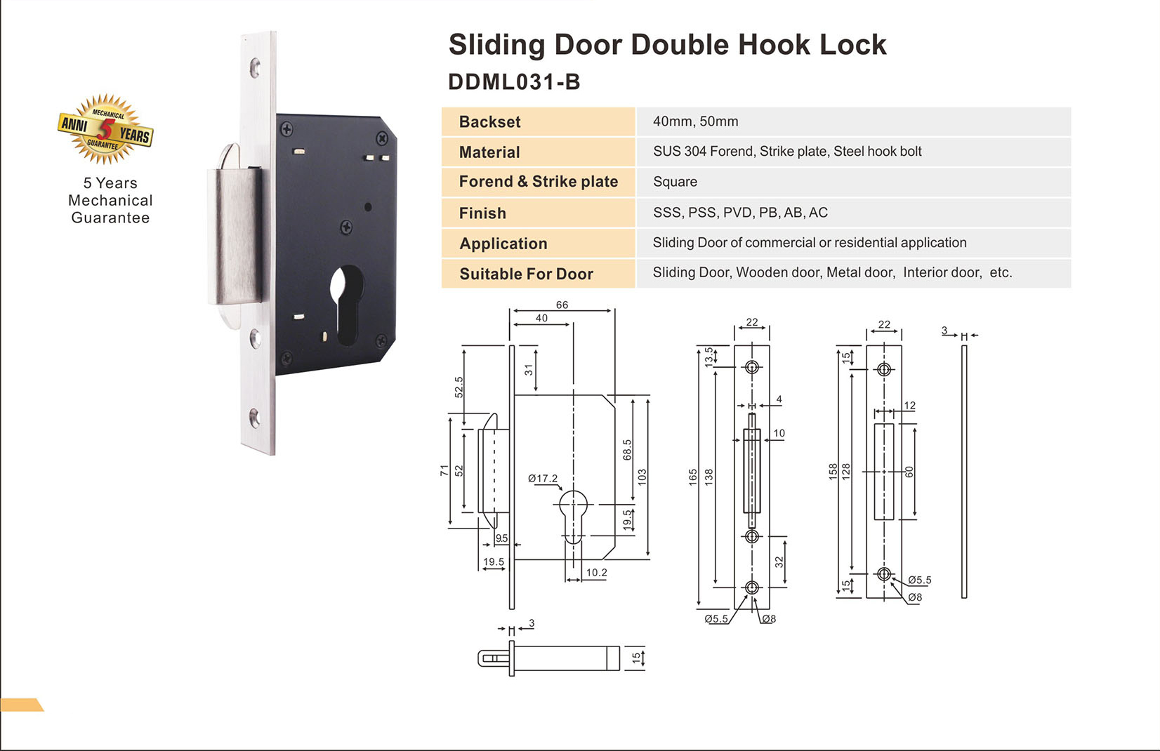 SUS304 New Design Double Hook Lock for Sliding Door-DDML031-B from ...