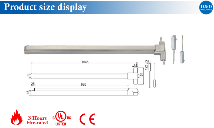 Panic Bar size display-D&D Hardware Hinge size