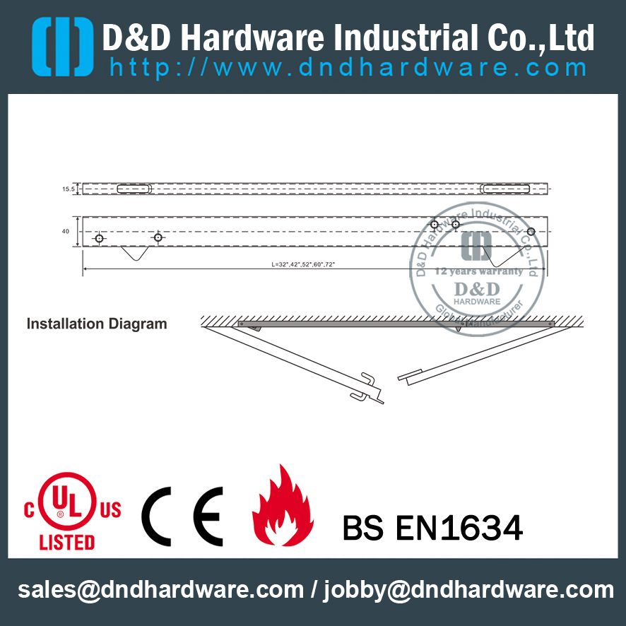 Concealed Door Coordinator for Double Doors D&D HARDWARE