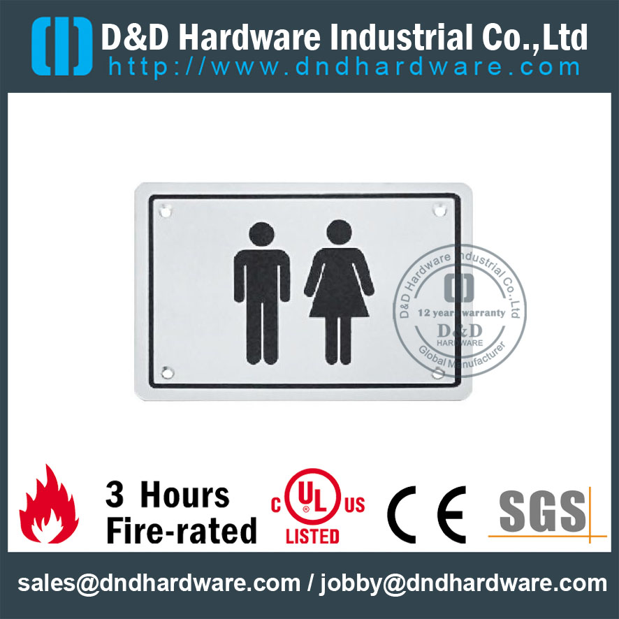 Stainless Steel Public Restroom Sign Plate for Toilet Doors D&D HARDWARE