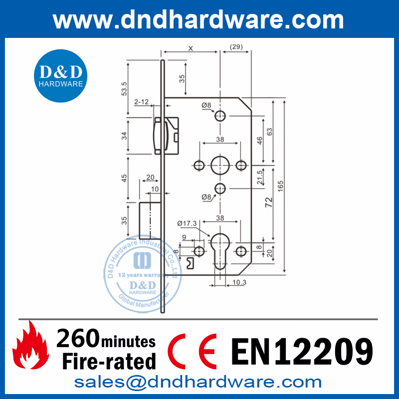 Inside Door Locks European Roller Bolt Door Key Lock for Security