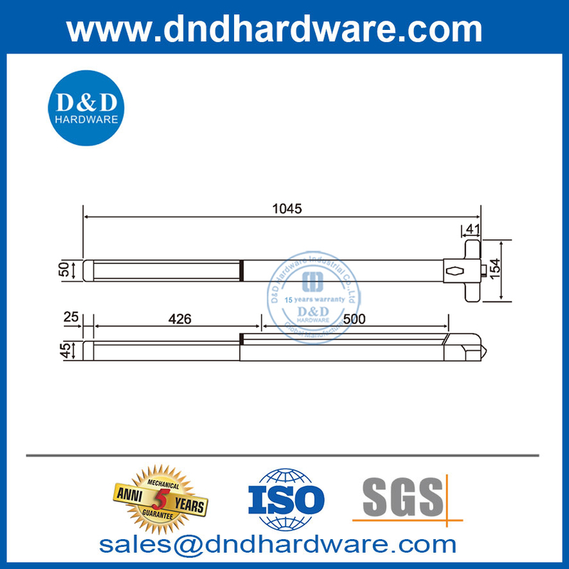 Steel Dogging Panic Exit Device Stainless Steel Panic Bars for Double DoorsDDPD007 from China