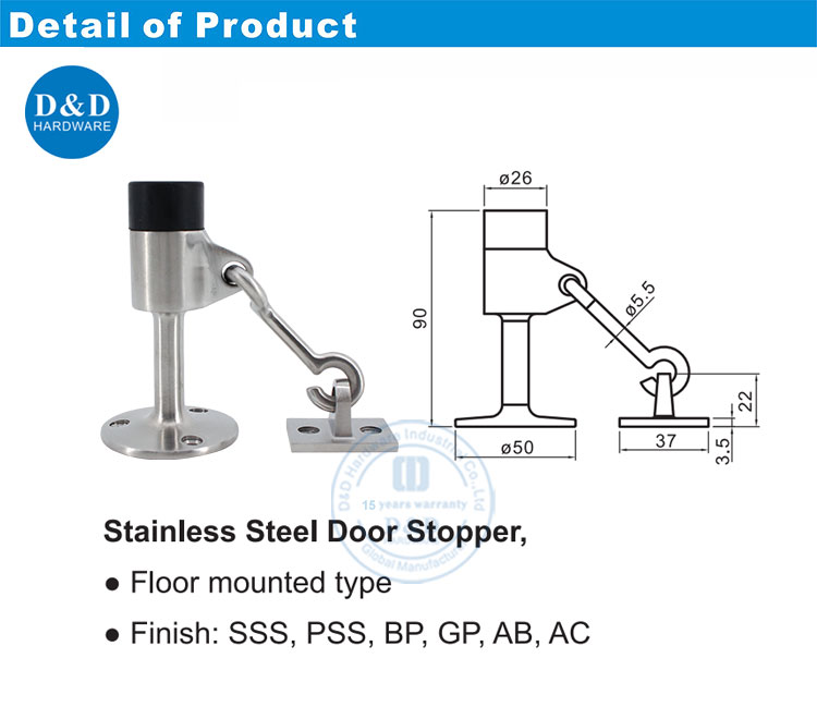 Stainless Steel Door Wall Stopper Security Door Stoppers for UK Market