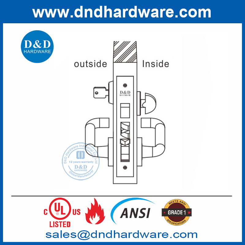 Stainless Steel 304 Dormitory Door Lock UL ANSI Grade 1 Deadbolt Lock