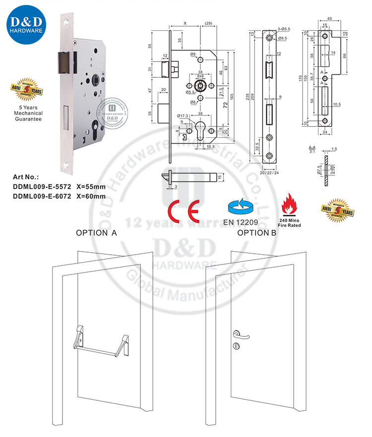 Stainless Steel 304 Emergency Escape Door Lock-DDML009-E from China ...