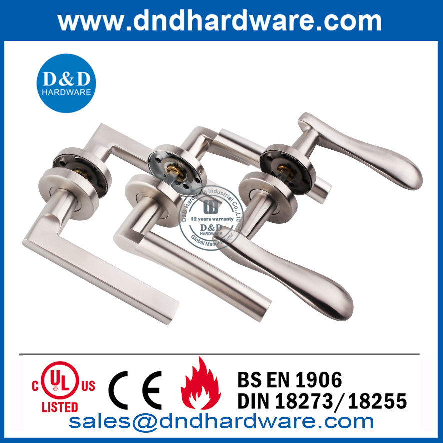 Stainless steel good sale crank solid lever handle for Wood Door