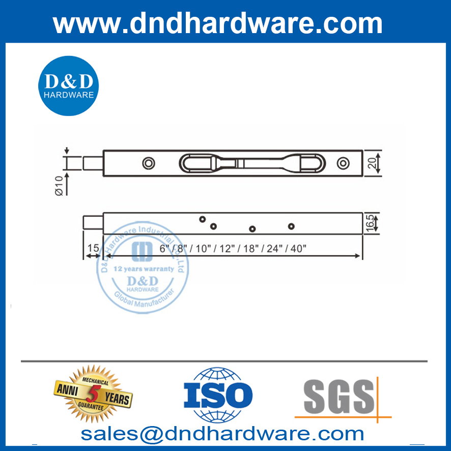 Stainless Steel Box Type Flush Bolt for Rebated Double DoorDDDB008