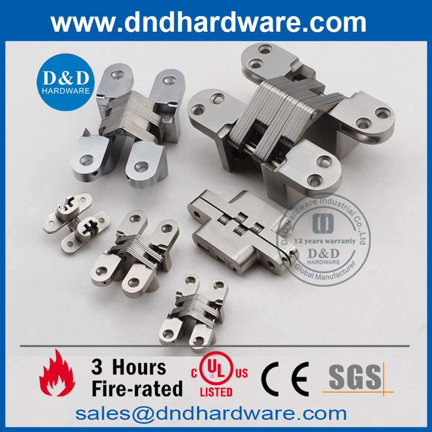 130 Degree Satin Stainless Steel Solid Concealed Door Hinge Invisible